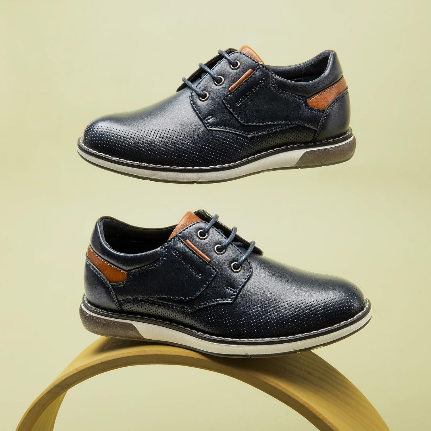 image:imageBruno Marc Boys Casual Dress Oxford Sneaker Vegan Leather Upper Breathable Lattice SlipResistant Outfit For Daily Wear Award Ceremonies Formal GatheringsNavy