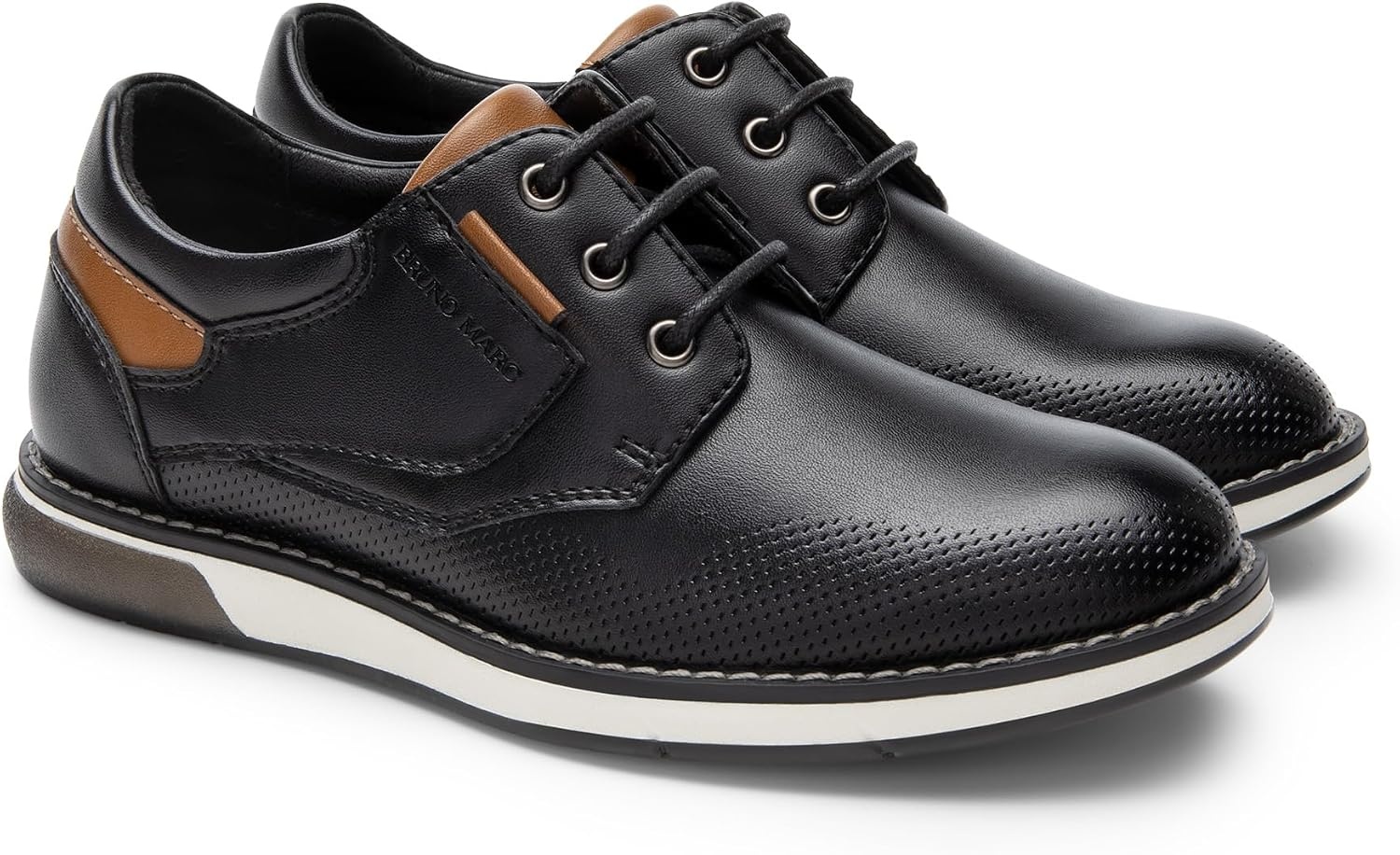 image:imageBruno Marc Boys Casual Dress Oxford Sneaker Vegan Leather Upper Breathable Lattice SlipResistant Outfit For Daily Wear Award Ceremonies Formal GatheringsBlack