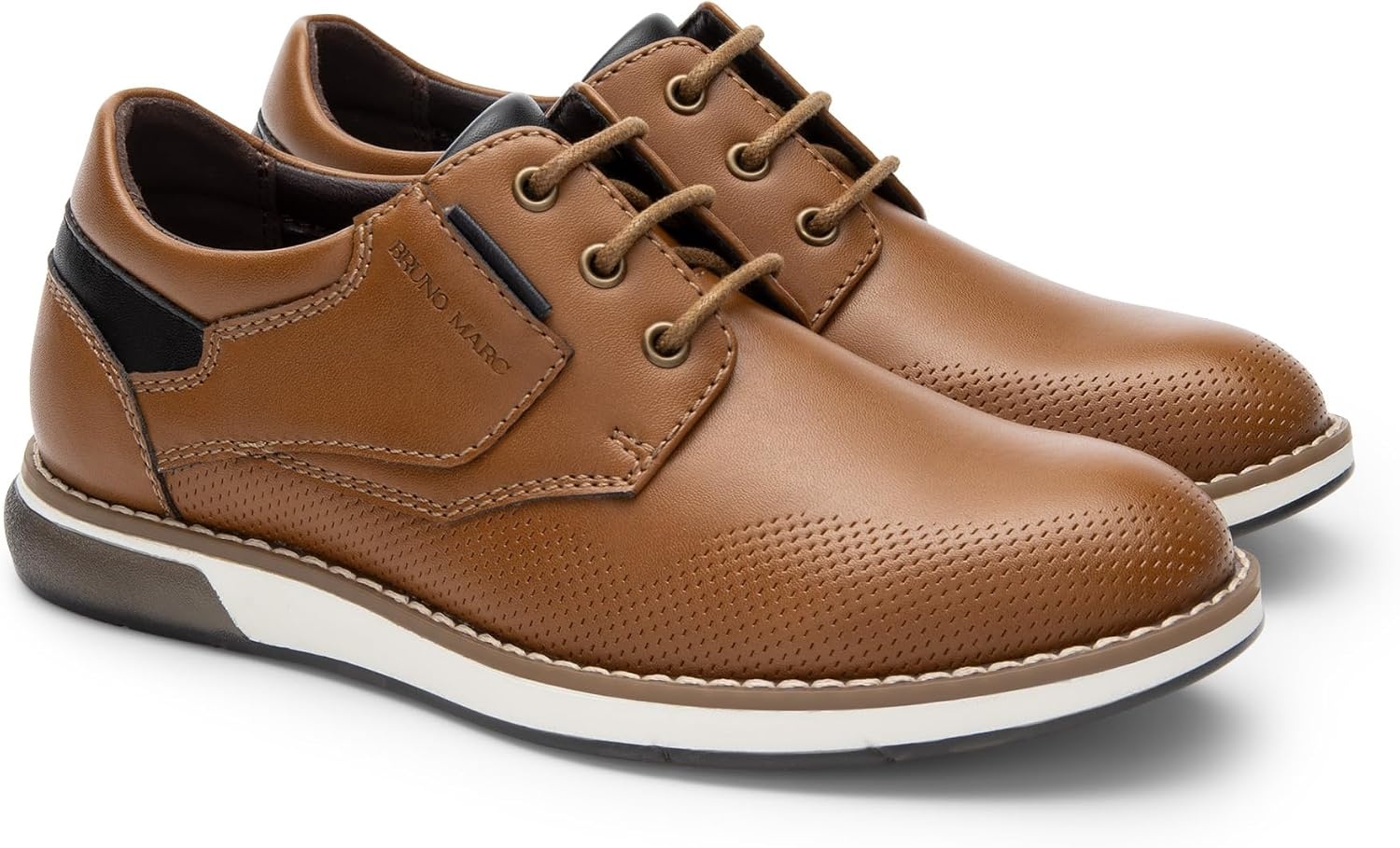 image:imageBruno Marc Boys Casual Dress Oxford Sneaker Vegan Leather Upper Breathable Lattice SlipResistant Outfit For Daily Wear Award Ceremonies Formal GatheringsBrown
