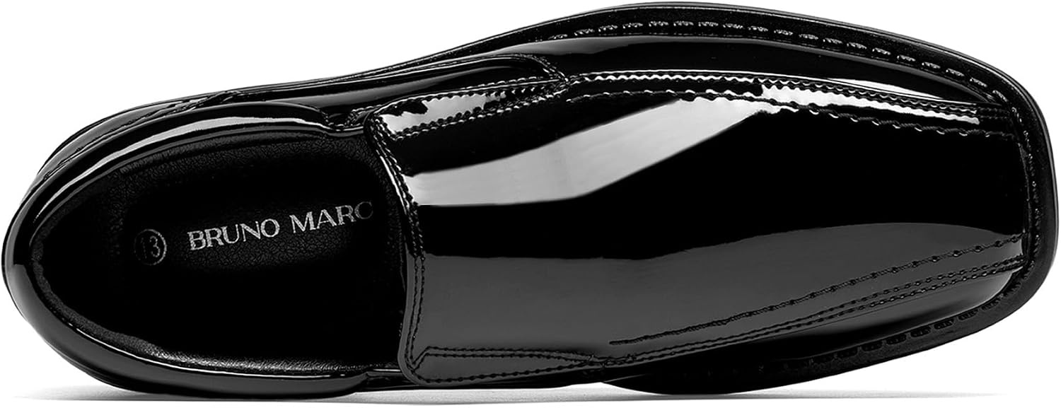 image:imageBruno Marc Boys Dress Shoes Slip on Loafers Classic Square Toe Comfortable Support Formal Church Wedding Party Family CelebrationBlackpat