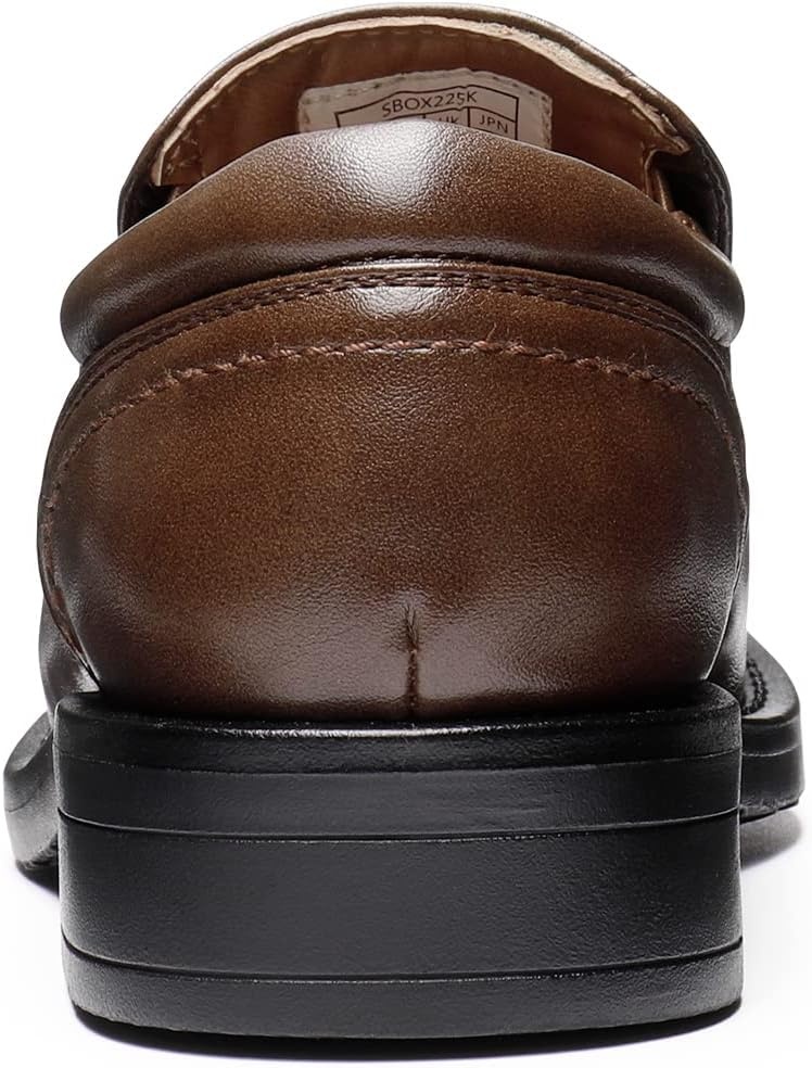 image:imageBruno Marc Boys Dress Shoes Slip on Loafers Classic Square Toe Comfortable Support Formal Church Wedding Party Family CelebrationDark Brown