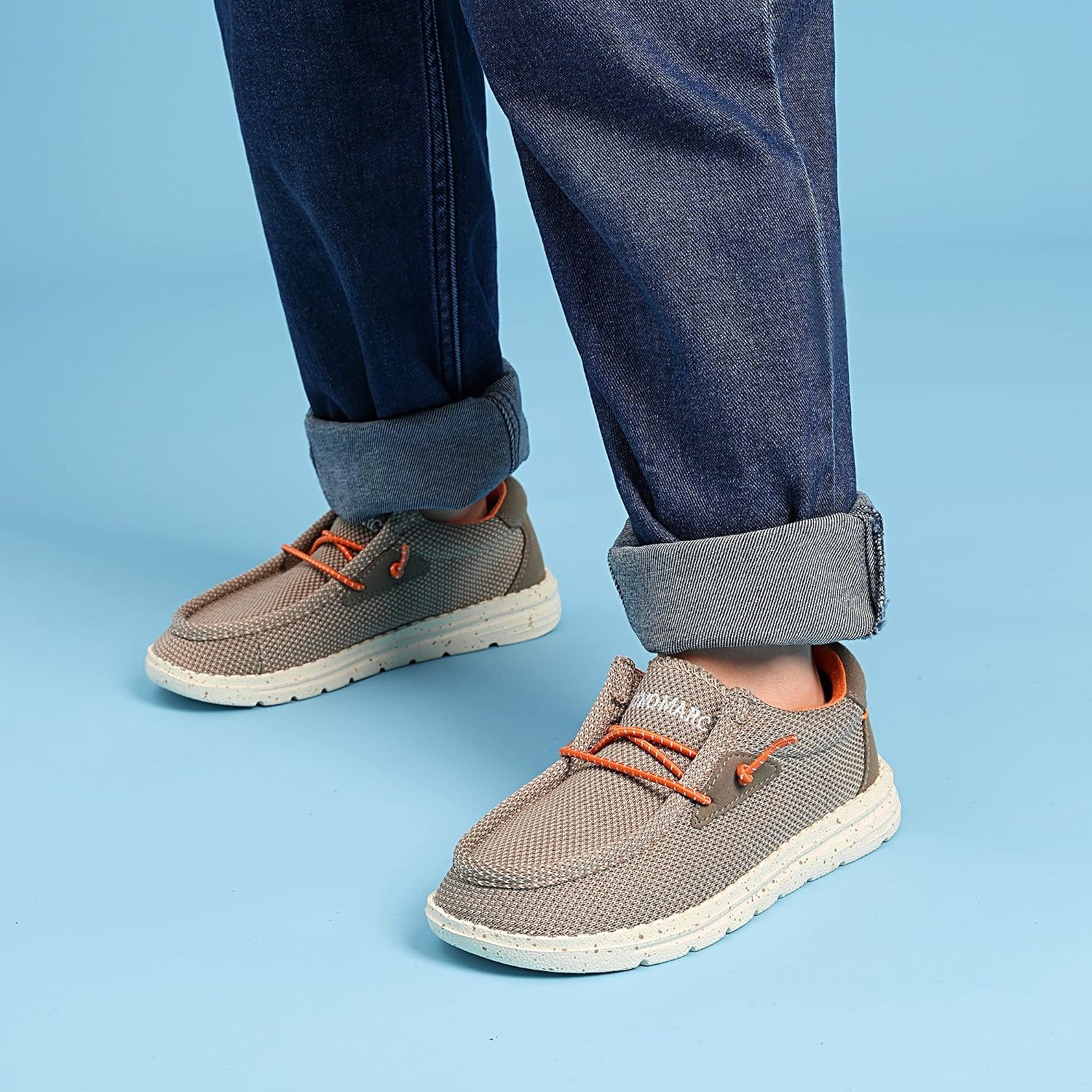 image:imageBruno Marc Boys Slipon Casual Loafers Shoes Comfortable Breathable Knitted Elastic Lace Lightweight Flexible Kids School Daily Travel Journey Indoor OutdoorKhaki