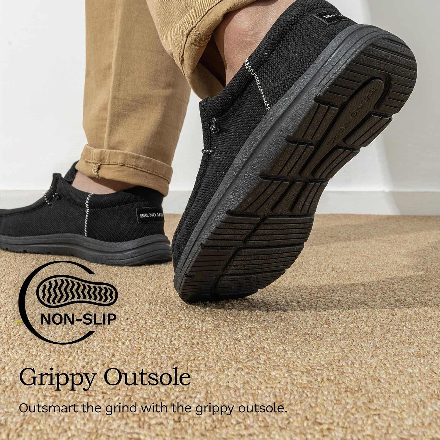 image:imageBruno Marc Mens Arch Support Casual Slipon Shoes Loafers Non Slip Comfortable Lightweight Boat Shoes Daily Office Travel JourneyBlack