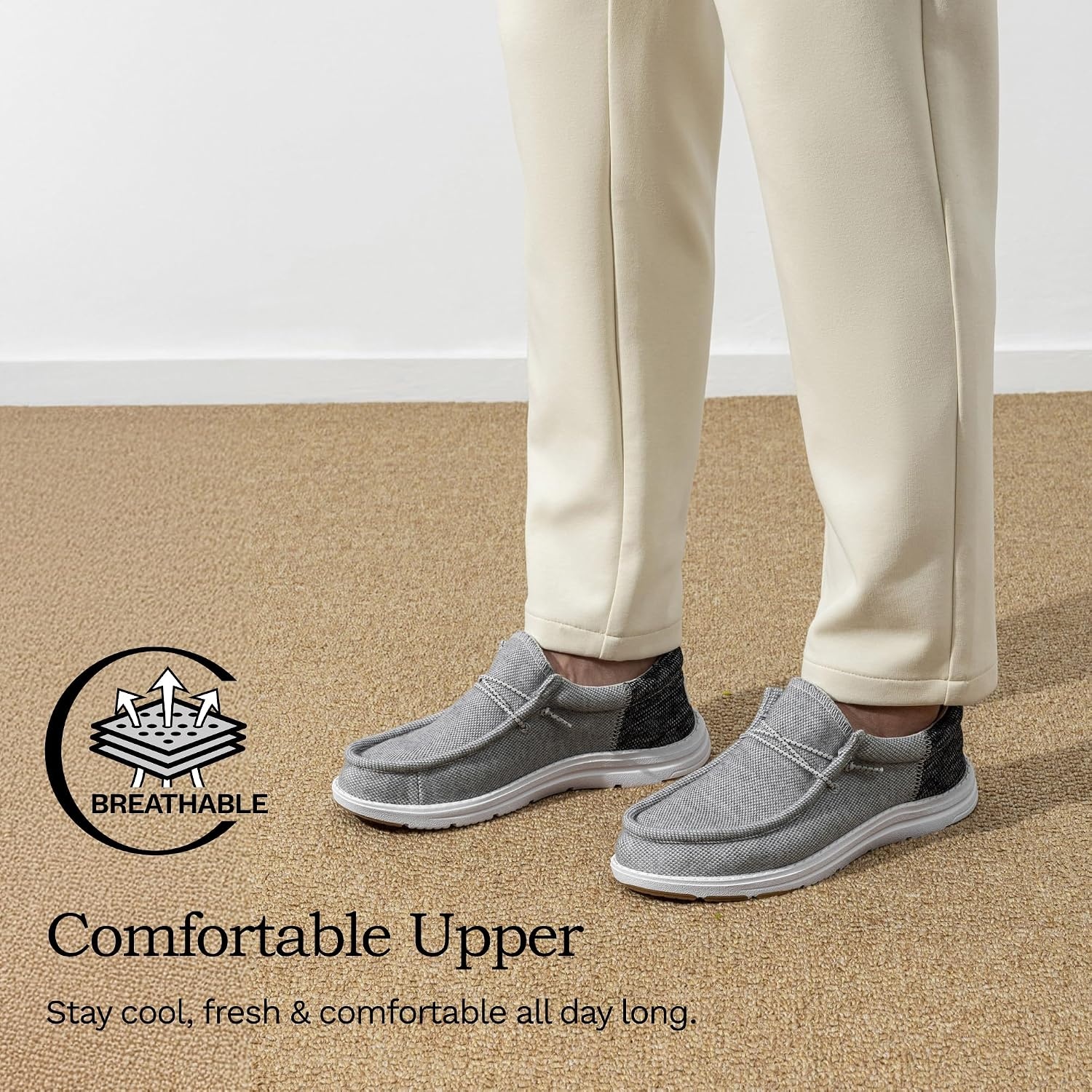 image:imageBruno Marc Mens Arch Support Casual Slipon Shoes Loafers Non Slip Comfortable Lightweight Boat Shoes Daily Office Travel JourneyGrey