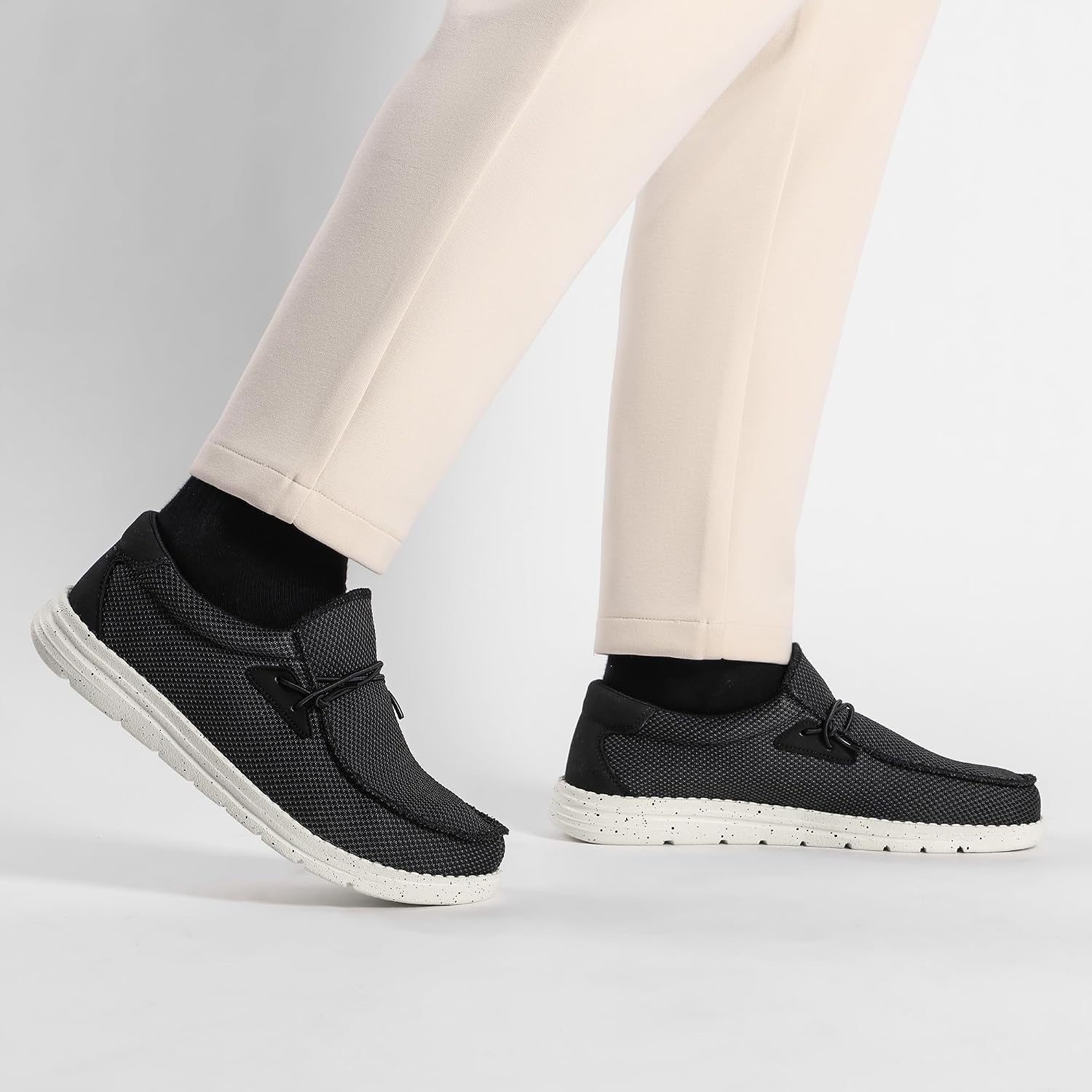 image:imageBruno Marc Mens Casual Slipon Loafers Shoes Comfortable Lightweight Breathable Stretch Soft Flexible Daily Office Travel JourneyBlackWhite