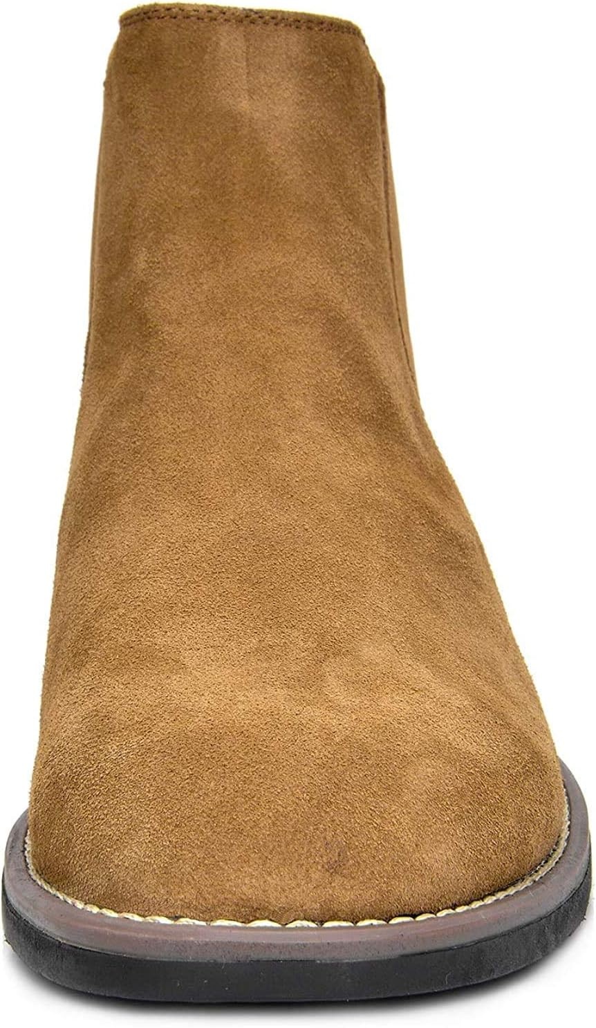 image:imageBruno Marc Mens Classic Chelsea Ankle Dress Boots CreaseResistant Soft Upper Cushioned PU Sponge InsoleTextured TPR Outsole for Men Smart Casual OccasionsTan