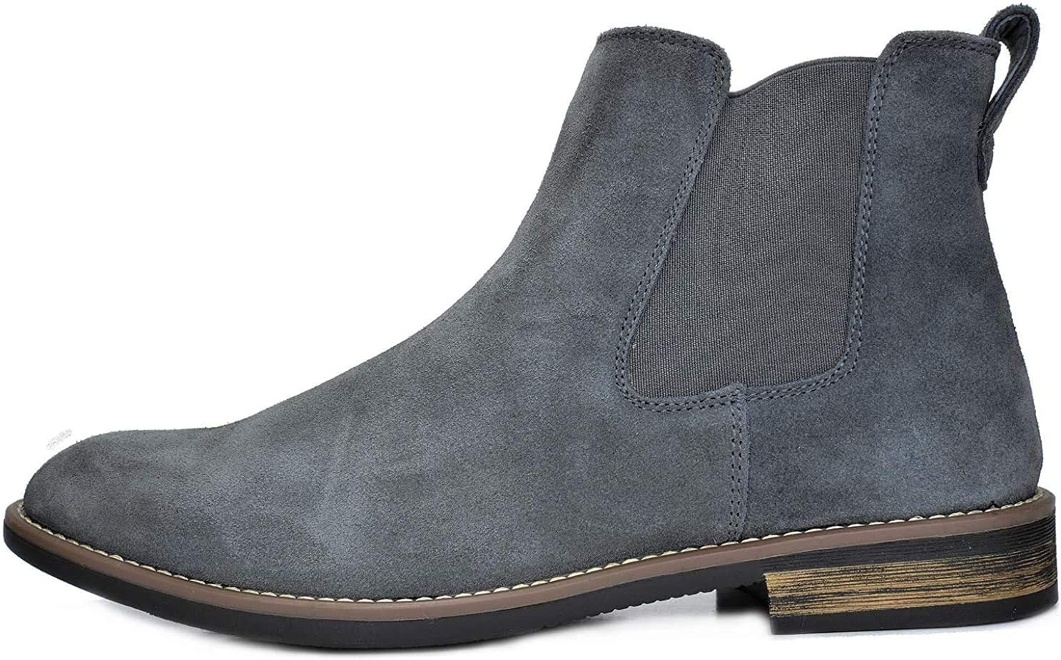 image:imageBruno Marc Mens Classic Chelsea Ankle Dress Boots CreaseResistant Soft Upper Cushioned PU Sponge InsoleTextured TPR Outsole for Men Smart Casual OccasionsGrey