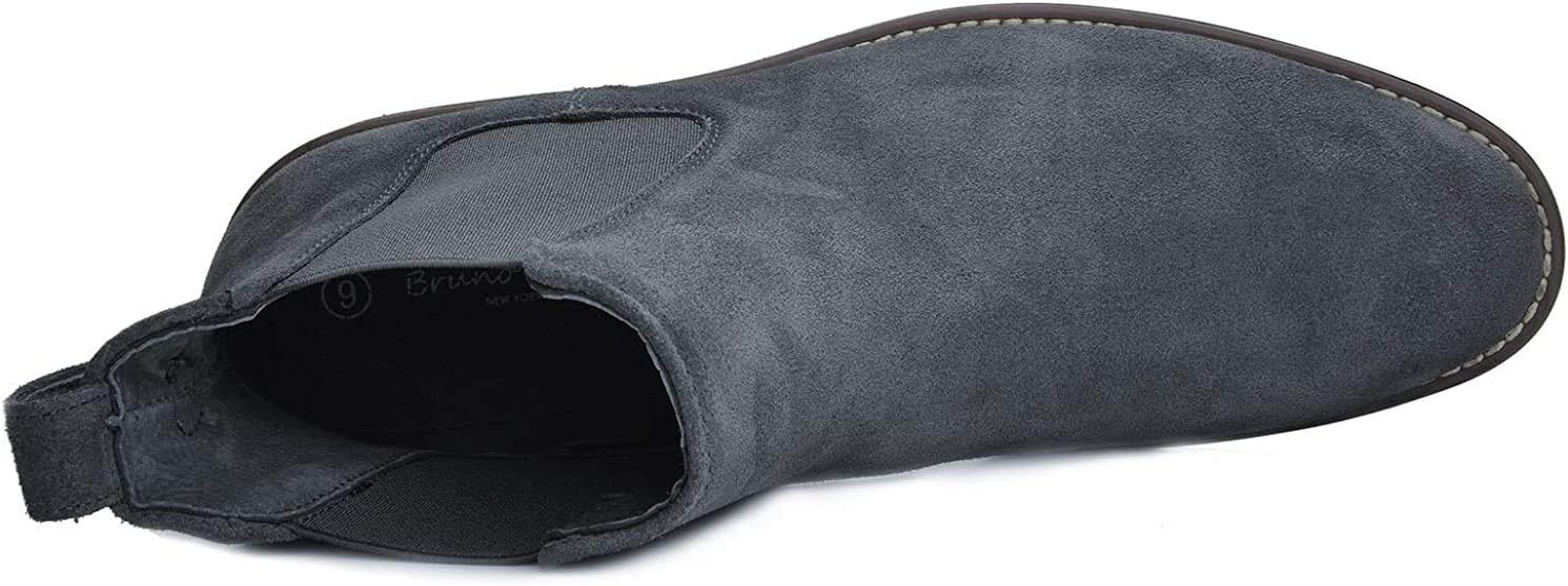 image:imageBruno Marc Mens Classic Chelsea Ankle Dress Boots CreaseResistant Soft Upper Cushioned PU Sponge InsoleTextured TPR Outsole for Men Smart Casual OccasionsGrey