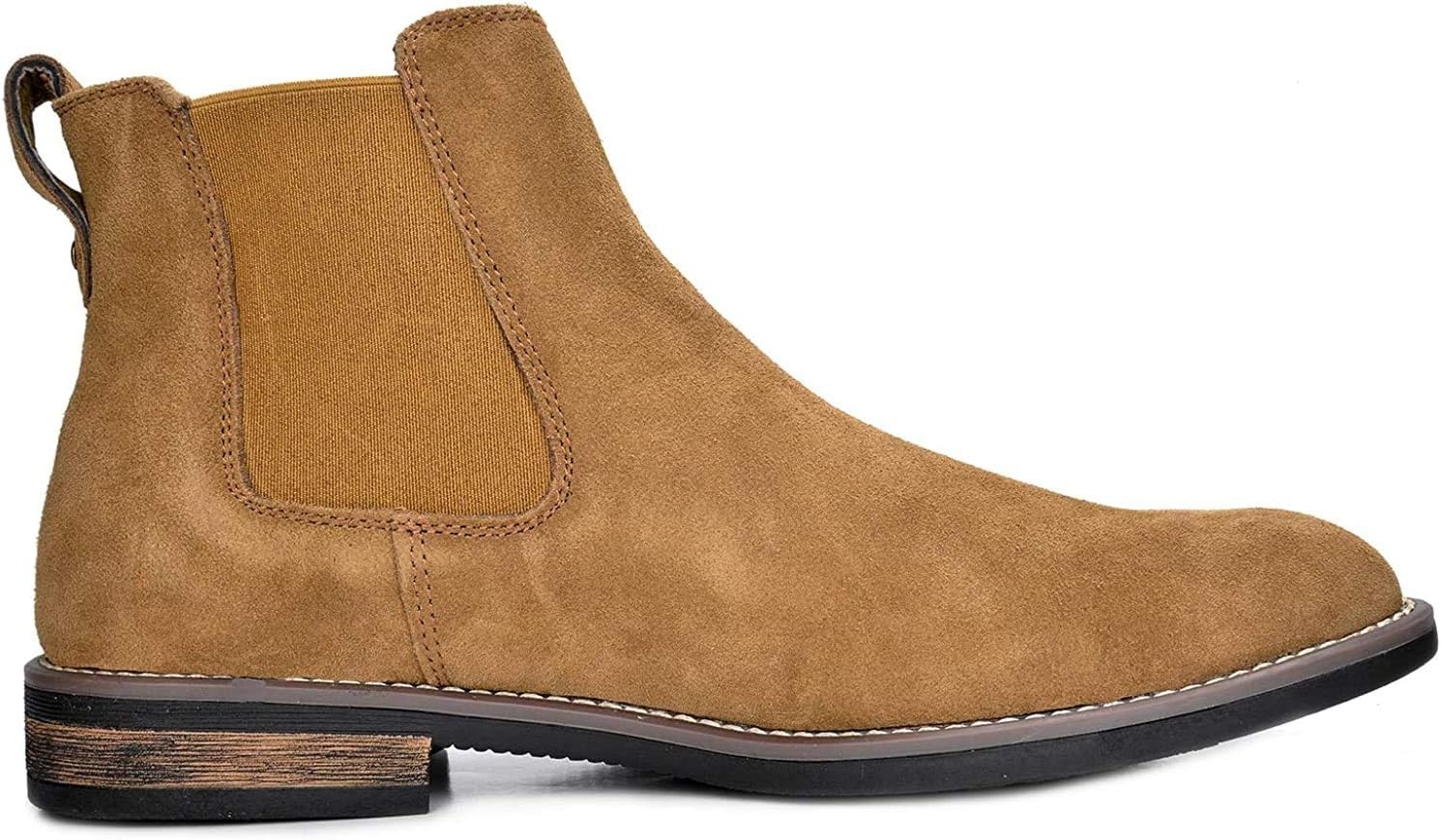 image:imageBruno Marc Mens Classic Chelsea Ankle Dress Boots CreaseResistant Soft Upper Cushioned PU Sponge InsoleTextured TPR Outsole for Men Smart Casual OccasionsTan