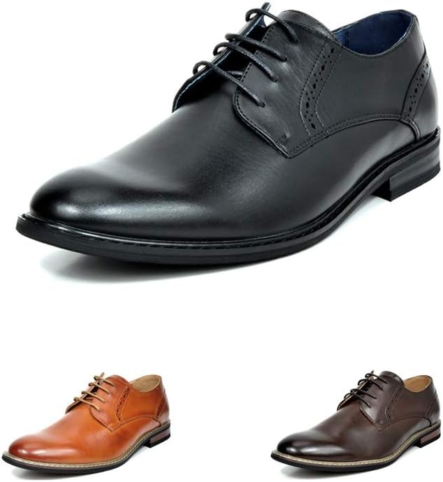 image:imageBruno Marc Mens Dress Classic Comfort Oxfords Shoes Soft Synthetic Leather Upper Comfy Insole Durable Outsole For Work Weddings Formal OccasionsBlack