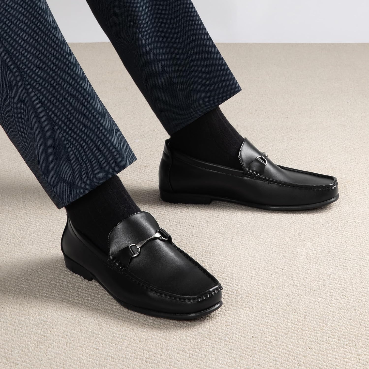 image:imageBruno Marc Mens Dress Loafers Slip on Driving Shoes Metal Bit Comfortable Casual Footwear Formal Business Office DailyBlack