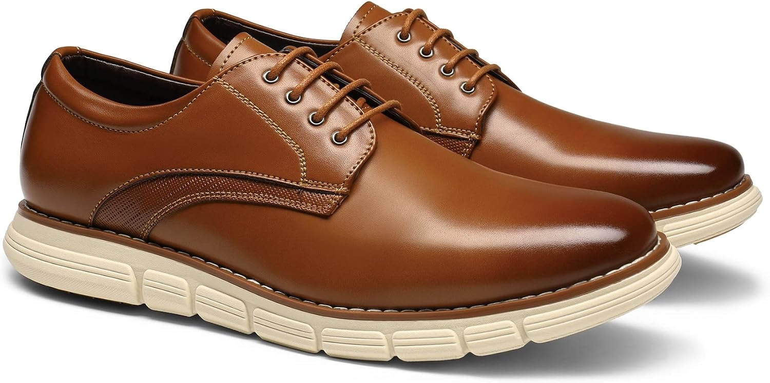 image:imageBruno Marc Mens Dress Sneakers Casual Oxford Formal Shoes cushioned insole classic laceup breathable lining ideal for office work and formal evening occasionsBrown
