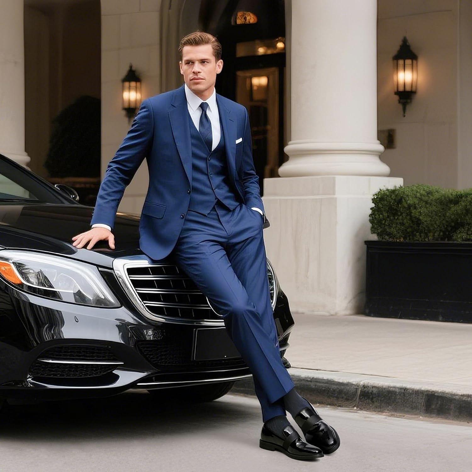 image:imageBruno Marc Mens Dress Tuxedo Shoes Slipon Loafers Patent Leather Velvet Wedding Prom Party Banquet Daily Formal OfficeBright Black