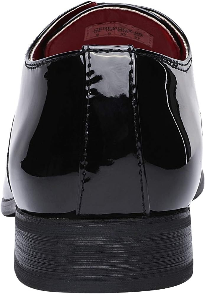 image:imageBruno Marc Mens Faux Patent Leather Tuxedo Dress Oxford Soft Lining Cushioned Insole Nonslip Outfit Ideal for Weddings Formal Events Pair with any Formal WearBlack