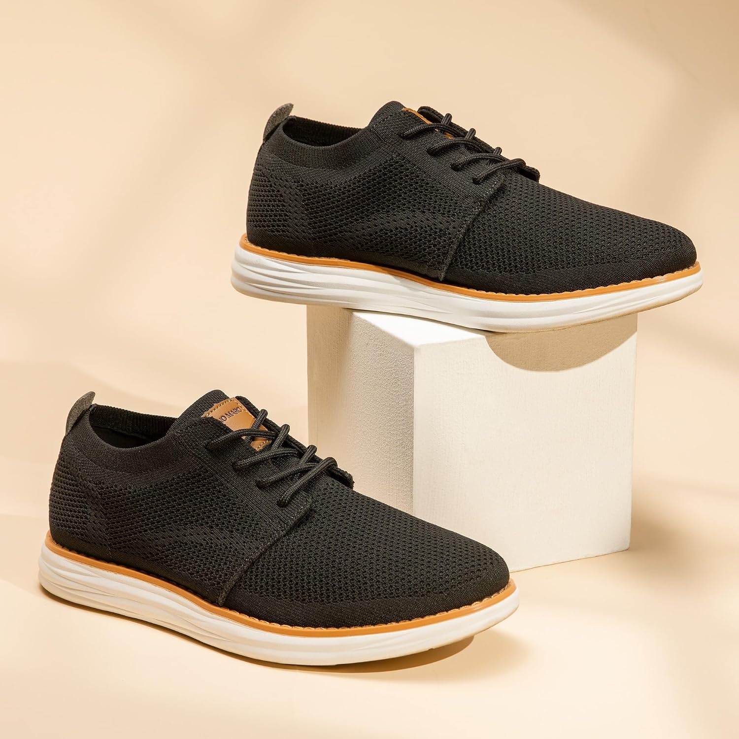 image:imageBruno Marc Mens KnitFlex Breeze Casual Dress Sneakers Breathable Lightweight Mesh LaceUp Derby Walking Shoes for Work amp WeekendBlack