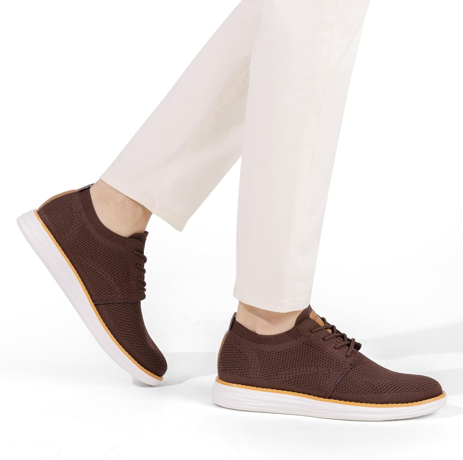 image:imageBruno Marc Mens KnitFlex Breeze Casual Dress Sneakers Breathable Lightweight Mesh LaceUp Derby Walking Shoes for Work amp WeekendBrown