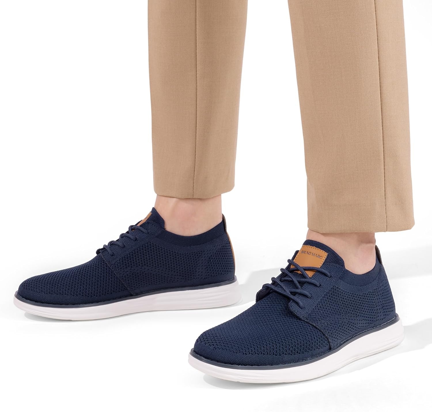 image:imageBruno Marc Mens KnitFlex Breeze Casual Dress Sneakers Breathable Lightweight Mesh LaceUp Derby Walking Shoes for Work amp WeekendDarkBlue