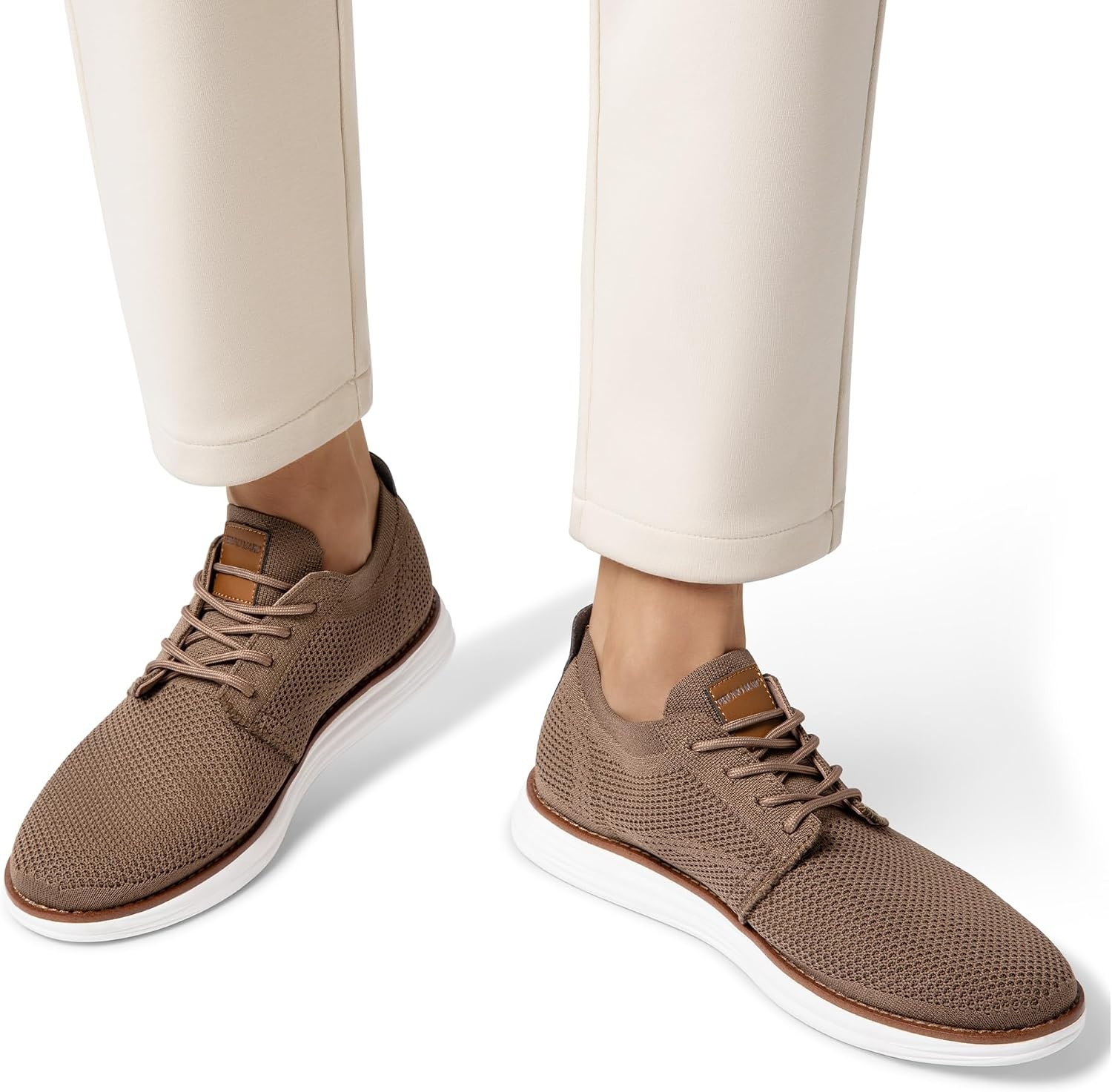 image:imageBruno Marc Mens KnitFlex Breeze Casual Dress Sneakers Breathable Lightweight Mesh LaceUp Derby Walking Shoes for Work amp WeekendLightBrown