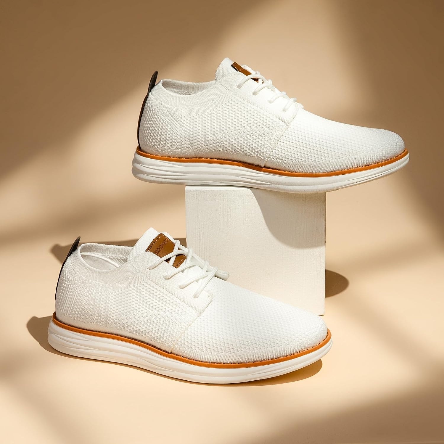 image:imageBruno Marc Mens KnitFlex Breeze Casual Dress Sneakers Breathable Lightweight Mesh LaceUp Derby Walking Shoes for Work amp WeekendWhite