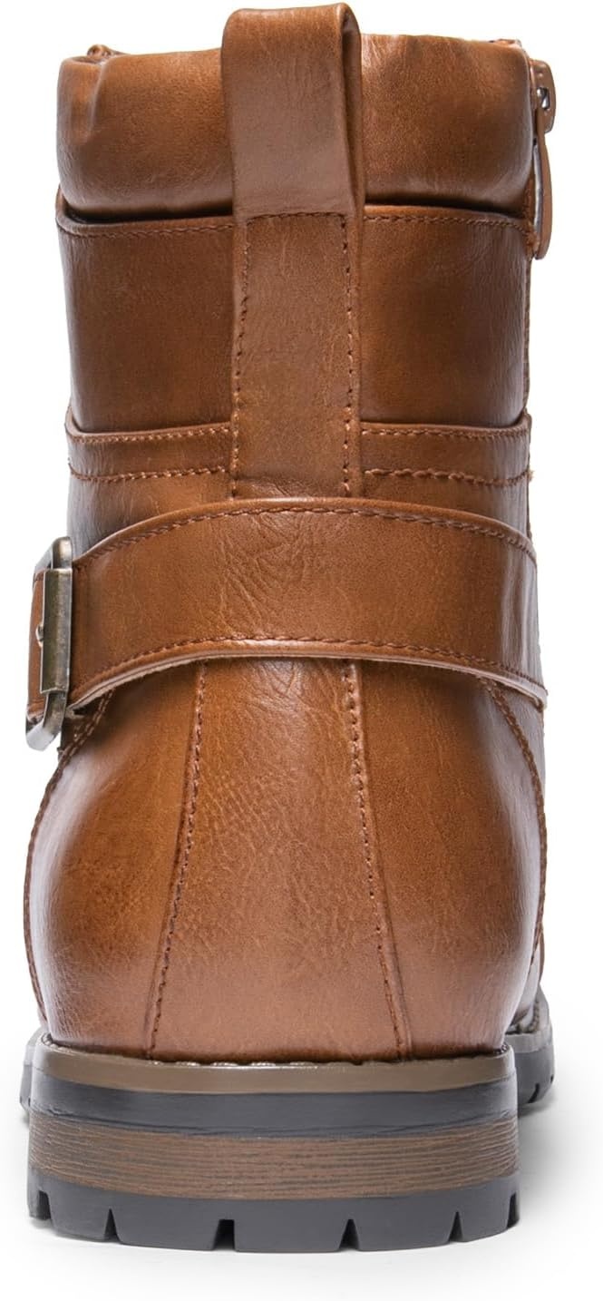 image:imageBruno Marc Mens Motorcycle Combat Boots Side Zipper Design05 Inch Platform Flexible Combat Boots for Commuting Motorcycle Riding amp Office WearBrown