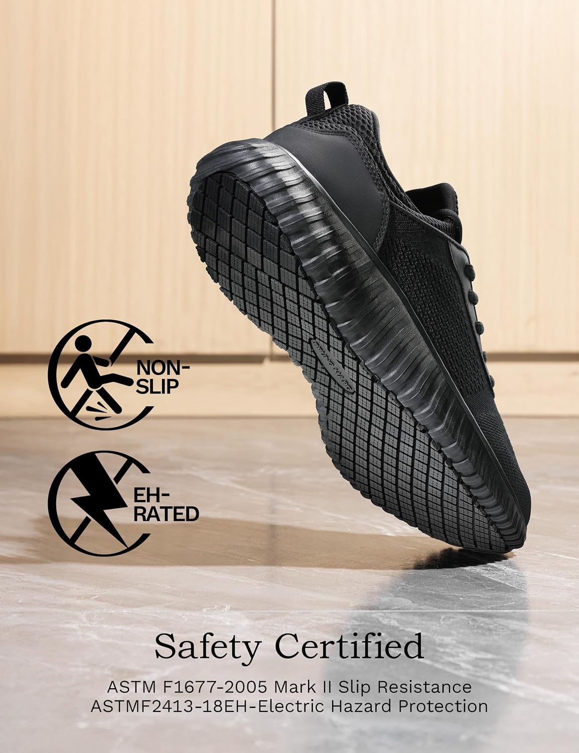 image:imageBruno Marc Mens Non Slip Work Shoes Walking Slip Resistance Food Service Chef Kitchen Restaurant Sneakers Comfortable LightweightBlack