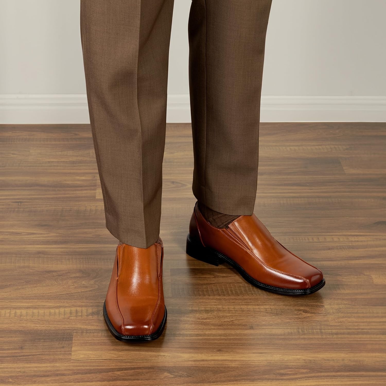 image:imageBruno Marc Mens Slip on Dress Loafers Shoes Formal Business Classic Square Toe Office Meeting Wedding Church DailyBrown