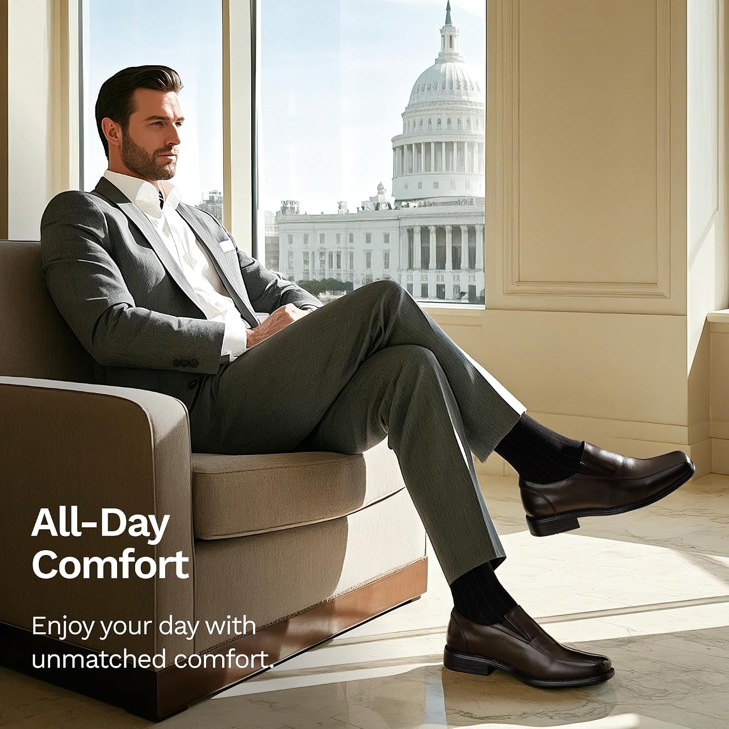 image:imageBruno Marc Mens Slip on Dress Loafers Shoes Formal Business Classic Square Toe Office Meeting Wedding Church DailyDark Brown