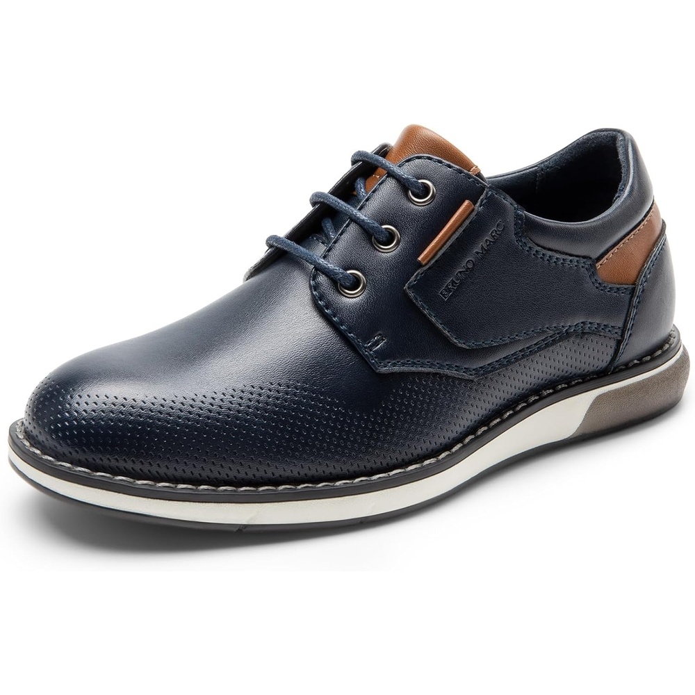 image:imageBruno Marc Boys Casual Dress Oxford Sneaker Vegan Leather Upper Breathable Lattice SlipResistant Outfit For Daily Wear Award Ceremonies Formal GatheringsNavy