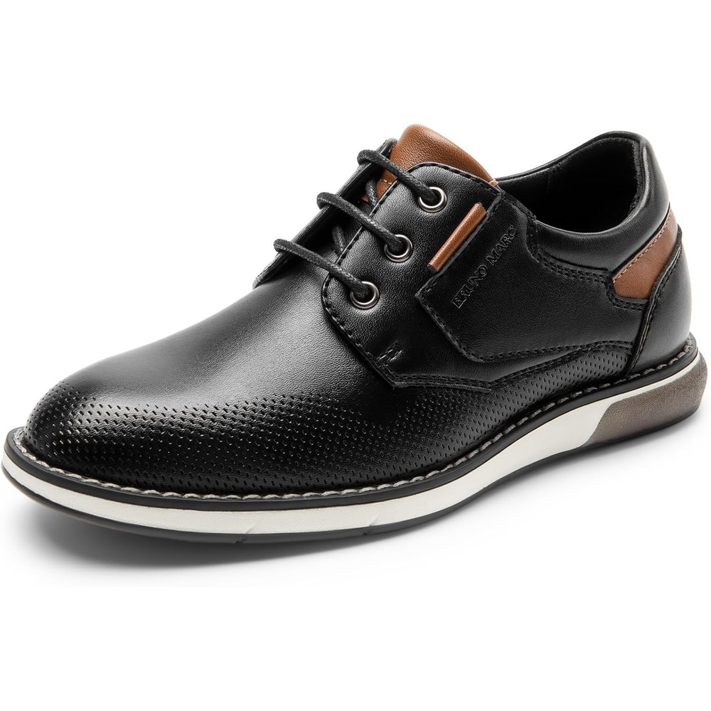 image:imageBruno Marc Boys Casual Dress Oxford Sneaker Vegan Leather Upper Breathable Lattice SlipResistant Outfit For Daily Wear Award Ceremonies Formal GatheringsBlack