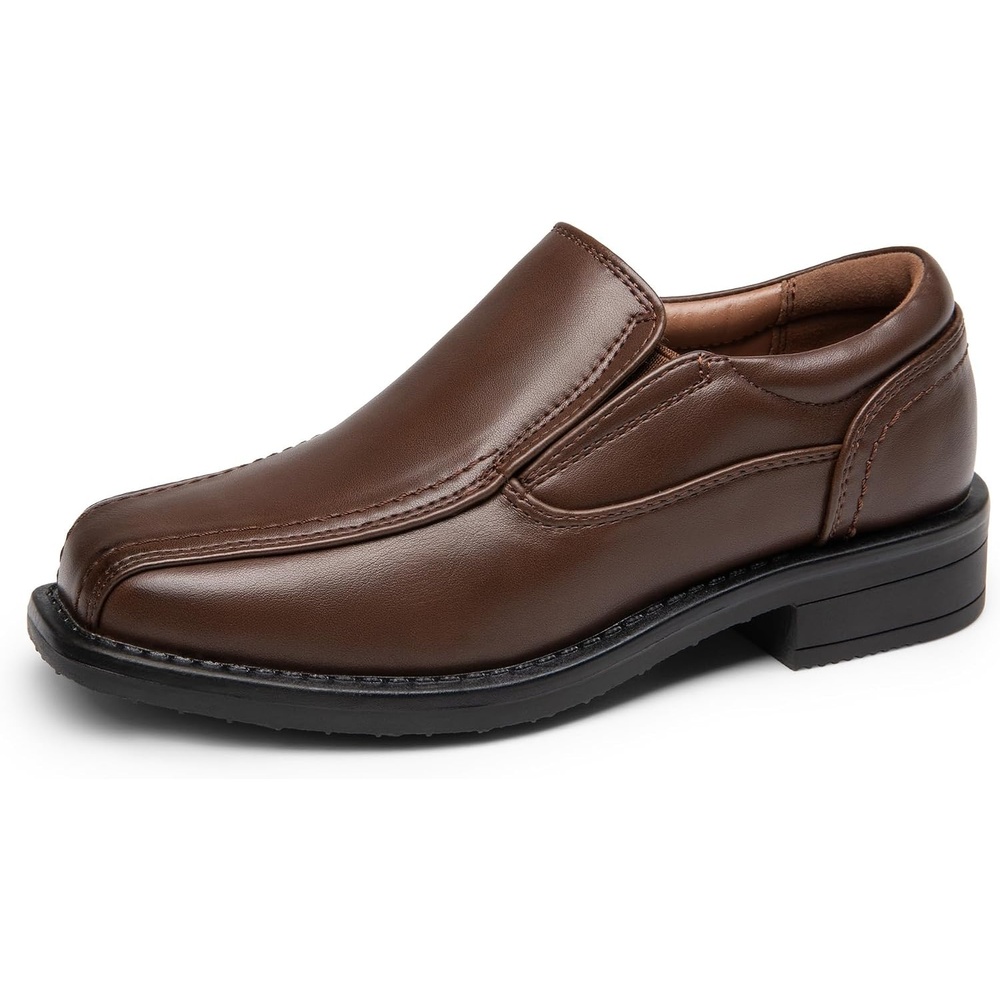 image:imageBruno Marc Boys Dress Shoes Slip on Loafers Classic Square Toe Comfortable Support Formal Church Wedding Party Family CelebrationDark Brown