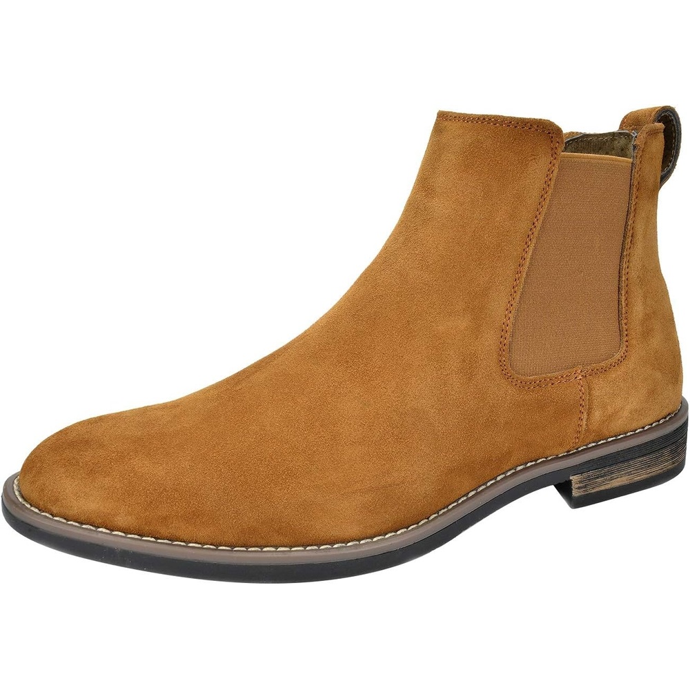 image:imageBruno Marc Mens Classic Chelsea Ankle Dress Boots CreaseResistant Soft Upper Cushioned PU Sponge InsoleTextured TPR Outsole for Men Smart Casual OccasionsCamel