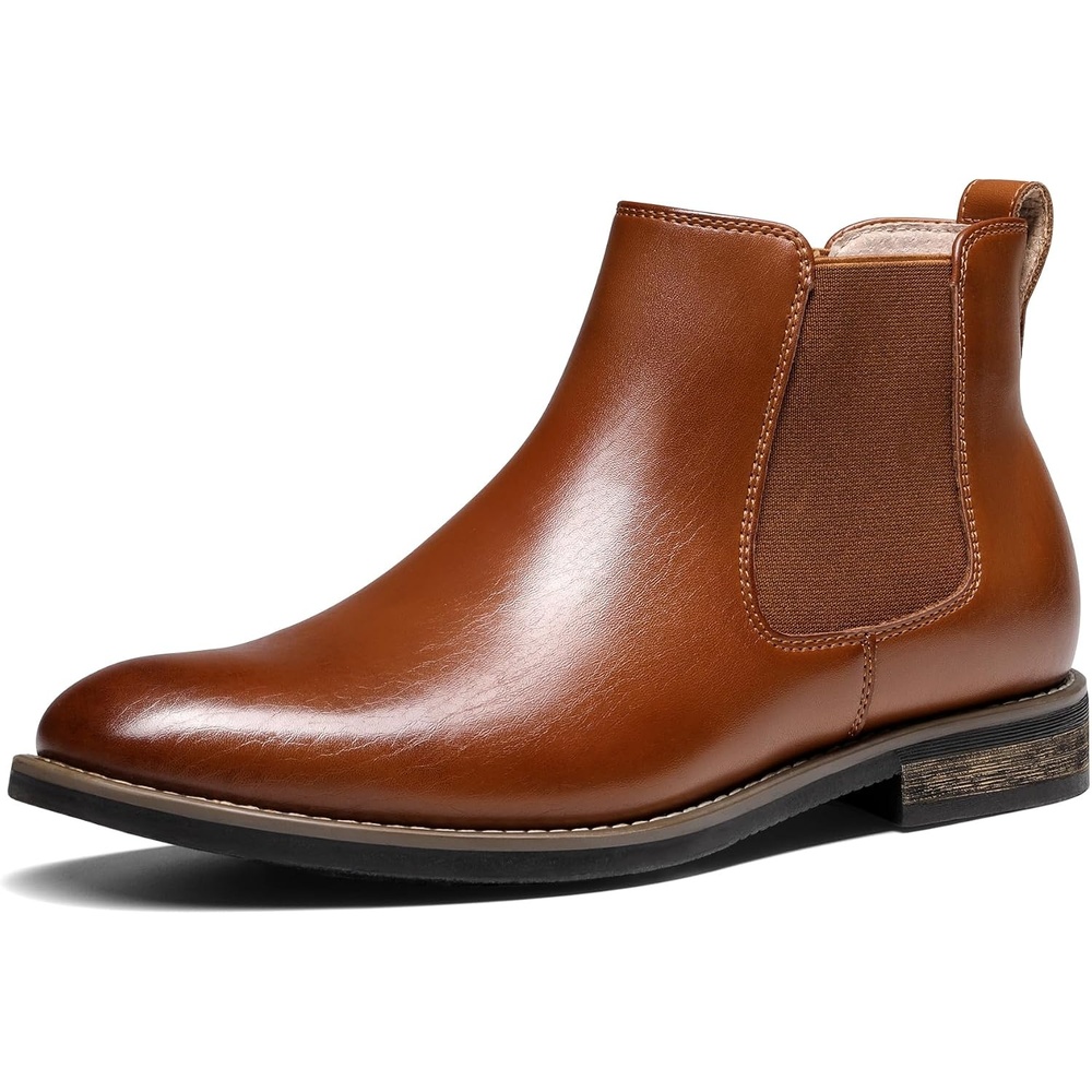 image:imageBruno Marc Mens Classic Chelsea Ankle Dress Boots CreaseResistant Soft Upper Cushioned PU Sponge InsoleTextured TPR Outsole for Men Smart Casual Occasions1brown