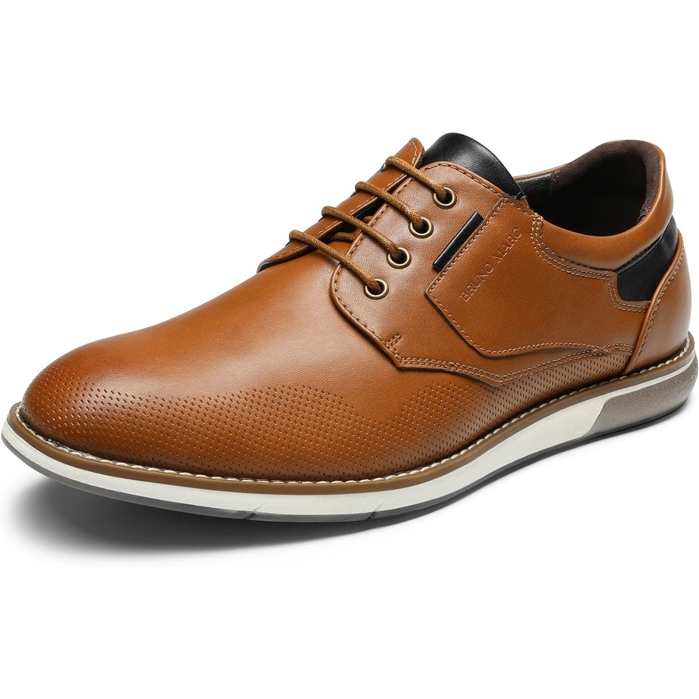 image:imageBruno Marc Mens Dress Oxfords Casual Derby Sneakers Breathable Perforated Synthetic Leather Cushioned Insole Shockabsorbent Outfit Fit Boardrooms Bars Daily Wear amp EventsBrown