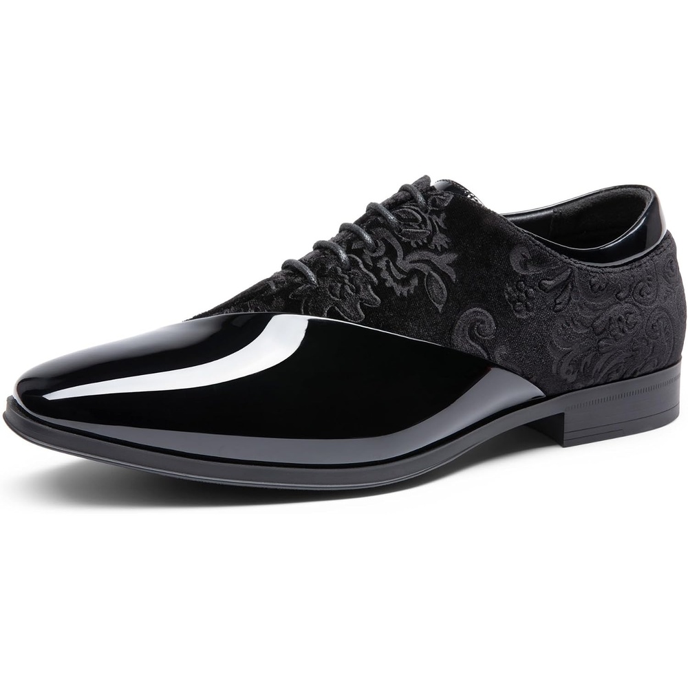 image:imageBruno Marc Mens Dress Tuxedo Patent Formal Oxford Business Classic Patent Velvet Laceup Formal Caden Oxford Shoes high craftsmanship Supportive StepsBlack
