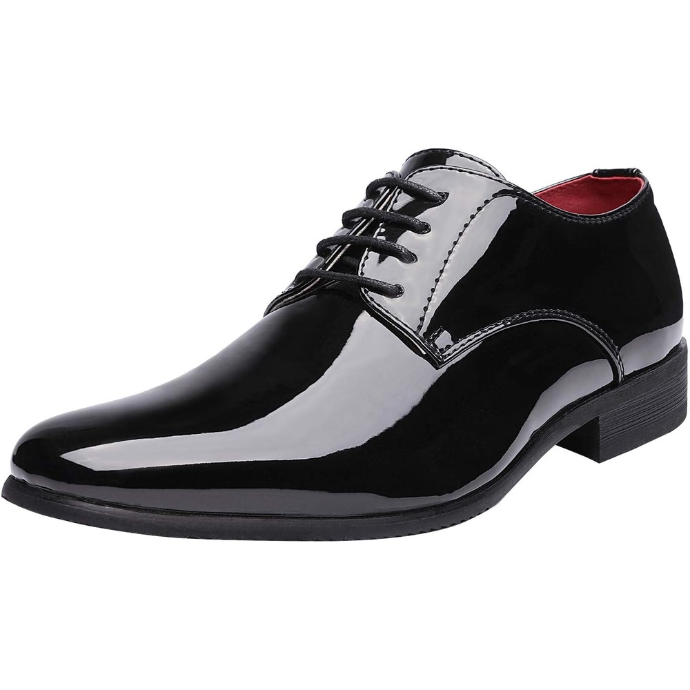 image:imageBruno Marc Mens Faux Patent Leather Tuxedo Dress Oxford Soft Lining Cushioned Insole Nonslip Outfit Ideal for Weddings Formal Events Pair with any Formal WearBlack