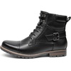 Bruno Marc Men’s Motorcycle Combat Boots | Side Zipper Design,0.5 Inch Platform, Flexible Combat Boots for Commuting, Motorcycle Riding & Office Wear(Black)