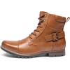 Bruno Marc Men’s Motorcycle Combat Boots | Side Zipper Design,0.5 Inch Platform, Flexible Combat Boots for Commuting, Motorcycle Riding & Office Wear(Brown)