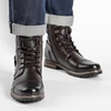 Bruno Marc Men’s Motorcycle Combat Boots | Side Zipper Design,0.5 Inch Platform, Flexible Combat Boots for Commuting, Motorcycle Riding & Office Wear(Dark Brown-3)