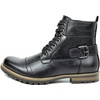 Bruno Marc Men’s Motorcycle Combat Boots | Side Zipper Design,0.5 Inch Platform, Flexible Combat Boots for Commuting, Motorcycle Riding & Office Wear(Pu Black)