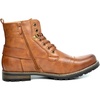 Bruno Marc Men’s Motorcycle Combat Boots | Side Zipper Design,0.5 Inch Platform, Flexible Combat Boots for Commuting, Motorcycle Riding & Office Wear(Pu Brown)