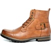 Bruno Marc Men’s Motorcycle Combat Boots | Side Zipper Design,0.5 Inch Platform, Flexible Combat Boots for Commuting, Motorcycle Riding & Office Wear(Pu Brown)