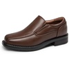 Bruno Marc Boy’s Dress Shoes Slip on Loafers | Classic Square Toe Comfortable Support Formal Church Wedding Party Family Celebration(Dark Brown)