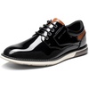 Bruno Marc Men’s Dress Oxfords Casual Derby Sneakers | Breathable Perforated Synthetic Leather, Cushioned Insole, Shock-absorbent Outfit, Fit Boardrooms Bars Daily Wear & Events(Black-pat)