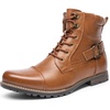image:imageBruno Marc Mens Motorcycle Combat Boots  Side Zipper Design05 Inch Platform Flexible Combat Boots for Commuting Motorcycle Riding amp Office WearBrown