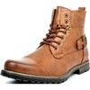 Bruno Marc Men’s Motorcycle Combat Boots | Side Zipper Design,0.5 Inch Platform, Flexible Combat Boots for Commuting, Motorcycle Riding & Office Wear(Pu Brown)