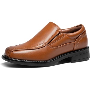 Bruno Marc Boy’s Dress Shoes Slip on Loafers | Classic Square Toe Comfortable Support Formal Church Wedding Party Family Celebration(Brown)