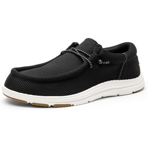 Bruno Marc Men’s Arch Support Casual Slip-on Shoes Loafers | Non Slip Comfortable Lightweight Boat Shoes Daily Office Travel Journey(Black/White)