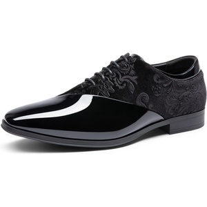 Bruno Marc Men’s Dress Tuxedo Patent Formal Oxford | Business Classic Patent Velvet Lace-up Formal Caden Oxford Shoes high craftsmanship Supportive Steps(Black)