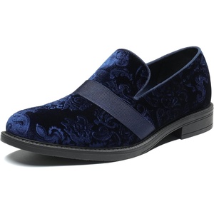 Bruno Marc Men’s Dress Tuxedo Shoes Slip-on Loafers | Patent Leather Velvet Wedding Prom Party Banquet Daily Formal Office(Blue)