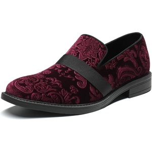 Bruno Marc Men’s Dress Tuxedo Shoes Slip-on Loafers | Patent Leather Velvet Wedding Prom Party Banquet Daily Formal Office(Red Wine)